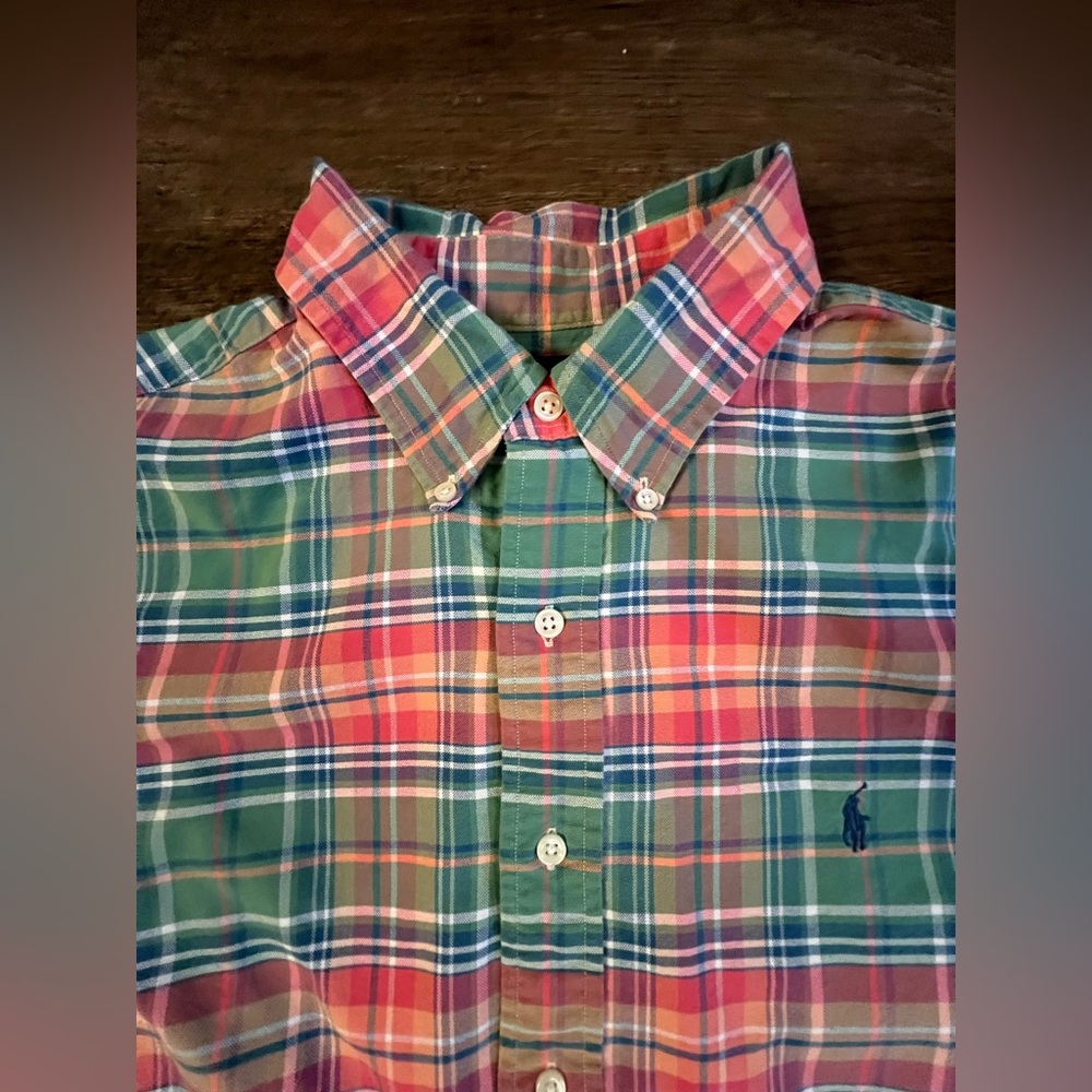 Polo Ralph Lauren Shirt Men XL Long Sleeve Custom Fit Shirt Pink Plaid F34 - Picture 4 of 7